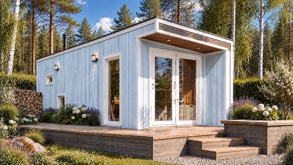 Баня Прованс 15 — фасад, небесно-голубой